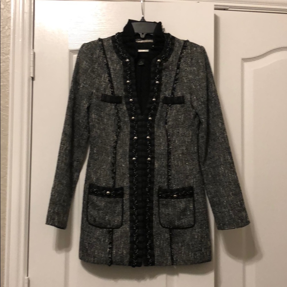 Gray coat with black detail